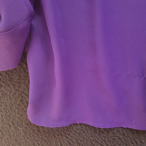 Coldwater Creek Womens Button Up Shirt Purple Size Small 100% Polyester Sheer - Picture 12 of 13
